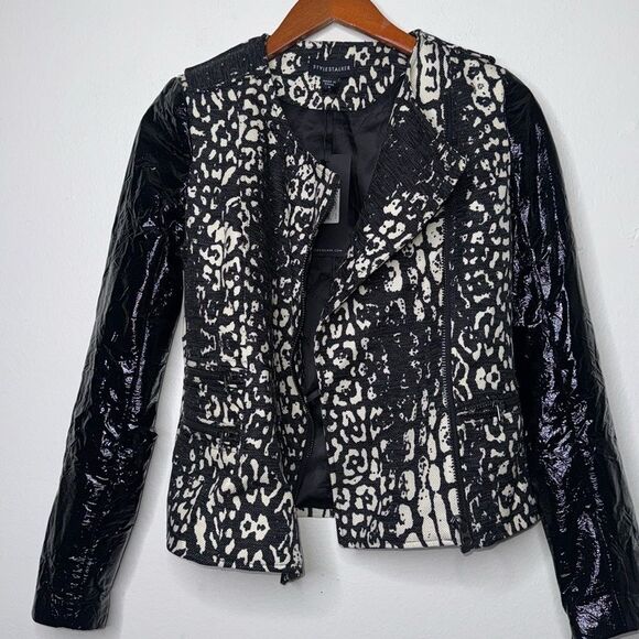 STYLESTALKER Animal Print Faux Leather Jacket Womens Size Small - Picture 12 of 14
